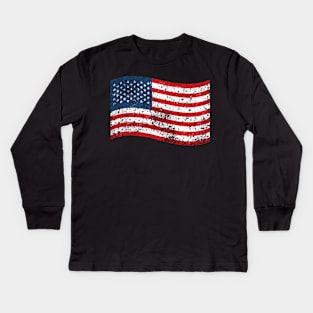 Distressed American Flag Patriotic USA Kids Long Sleeve T-Shirt